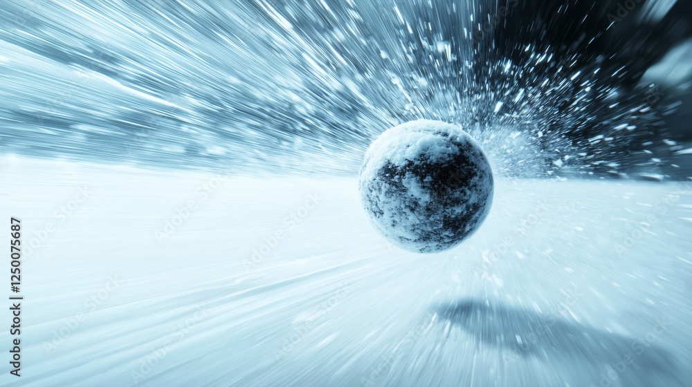 Poster abstract motion blur of sphere in dynamic winter scene