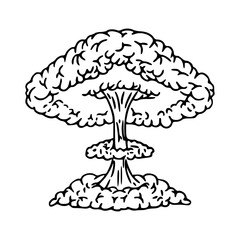 a black and white drawing of an explosion in line art style