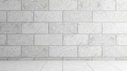 Naklejka premium A Clean Minimalist Studio Backdrop Featuring a Light Gray Brick Wall and a Smooth White Floor Ideal for Product Photography or Mockups