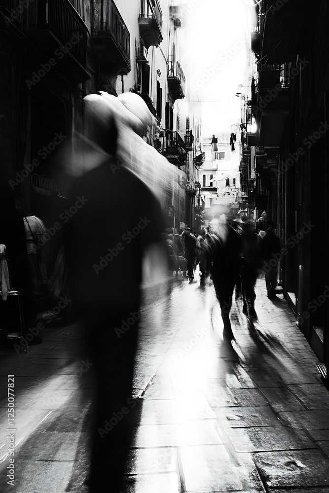 Poster Dynamic and Blurred Street Scene Capturing Movement in Urban Environment : Generative AI