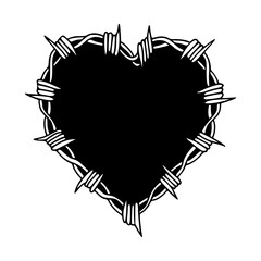 edgy heart design with barbed wire