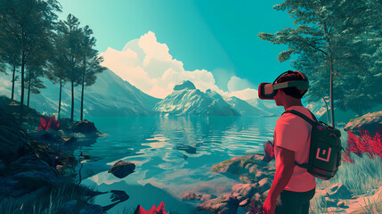 Virtual reality exploration of ai-generated dreamscapes. AI-Generated Dreamscapes. Illustration