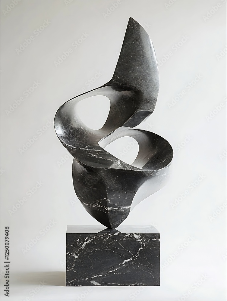 Poster elegant marble sculpture showcasing fluid curves and dynamic shapes in modern art style : generative