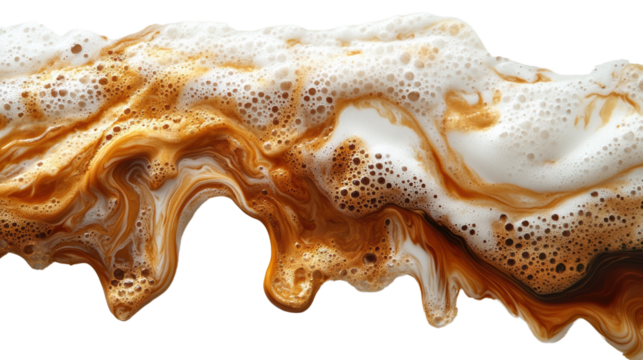 A captivating image showcasing the rich, swirling patterns of coffee with cream, creating an artistic display of color and texture for beverage photography.