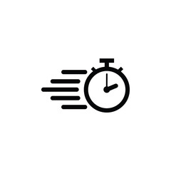 Silhouette flat icon, simple vector design with shadow. Stopwatch illustration. Device for displaying time and time limits. Symbol