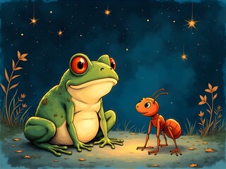 Naklejka premium The Frog and the ant