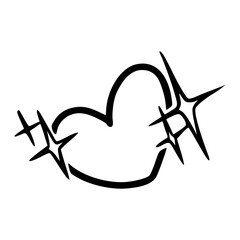 a line art drawing of a heart shaped ornament