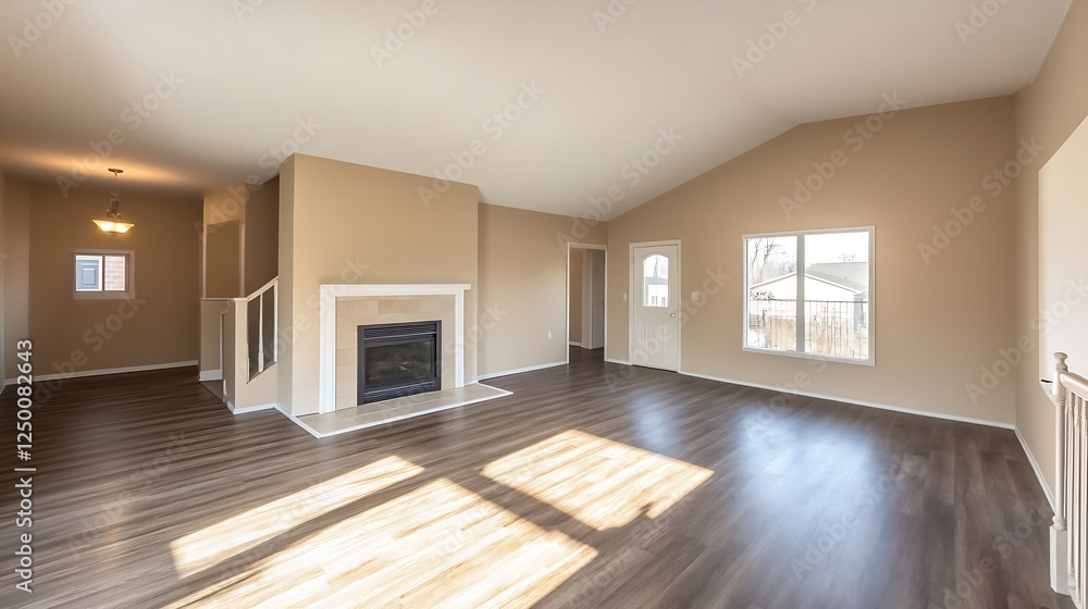 Poster spacious empty room with natural light and cozy atmosphere : generative ai