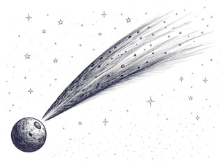 Hand Drawn Comet Shooting Star Space Galaxy Celestial Art