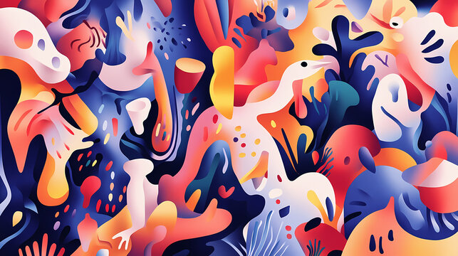 Ai-enhanced abstract dreamscapes: explore surreal realms of imagination, where ai-generated shapes and colors dance together in harmonious abstraction.". AI-Generated Dreamscapes. Illustration