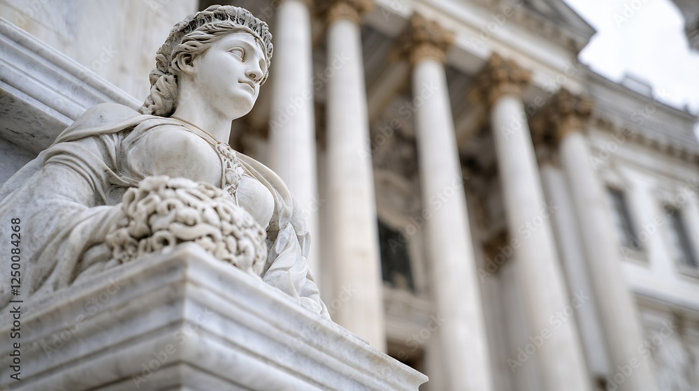 Aufkleber elegant statue with classic architecture in a historic building : generative ai
