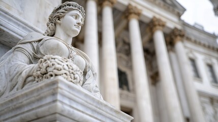 Obraz premium Elegant Statue with Classic Architecture in a Historic Building : Generative AI
