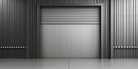 Large garage door is open in a large room