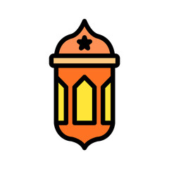 Vibrant outline design illustration of a Ramadhan lantern, symbolizing Islam and Eid Fitri. Perfect for festive, religious, and cultural-themed projects.