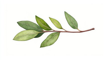 A detailed illustration of a green leaf branch showcasing various leaf shapes and textures