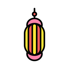 Minimalist outline design of a modern Eid lantern with vibrant colors, perfect for Islamic celebrations and decorative projects.