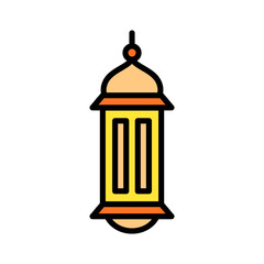 Elegant outline illustration of a Ramadhan festival lantern with color highlights, representing Islam, spirituality, and Eid traditions.