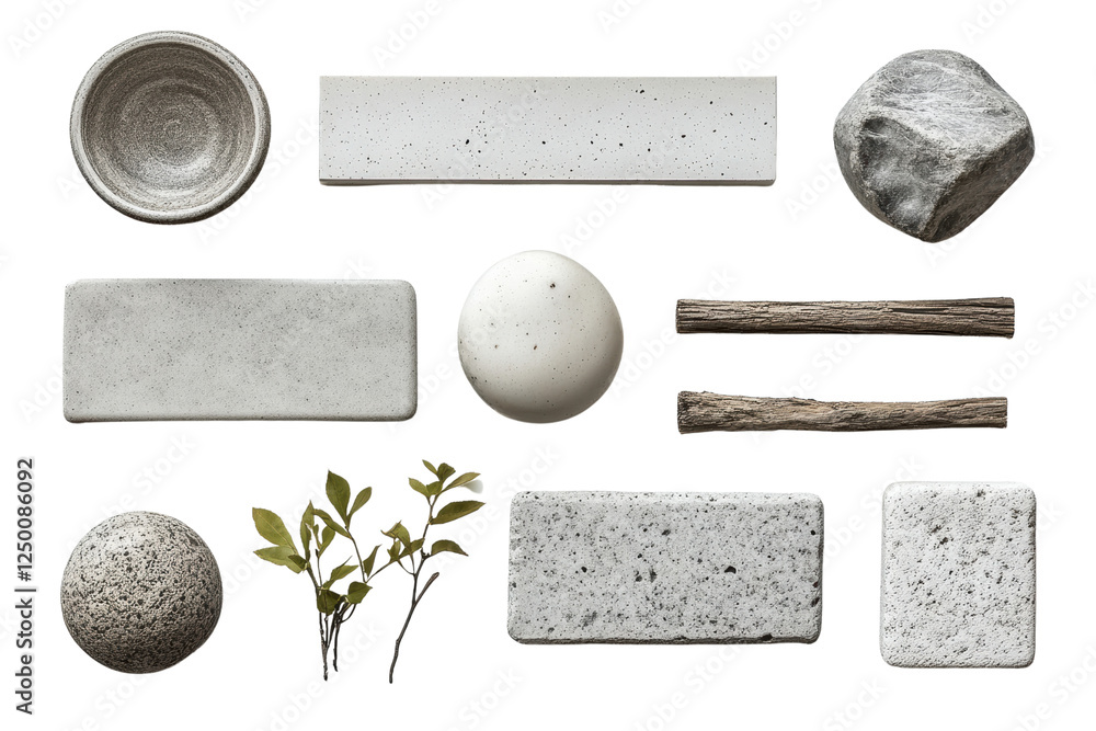Aufkleber a collection of various geometric shapes and textures in neutral tones. perfect for design projects,