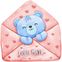 Blue teddy bear Valentines Set