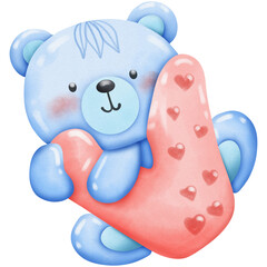 Blue teddy bear Valentines Set