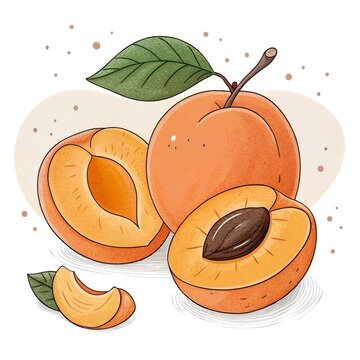 recommend clip art: Juicy Apricots Fresh Fruit Illustration Summer Food Healthy Eating