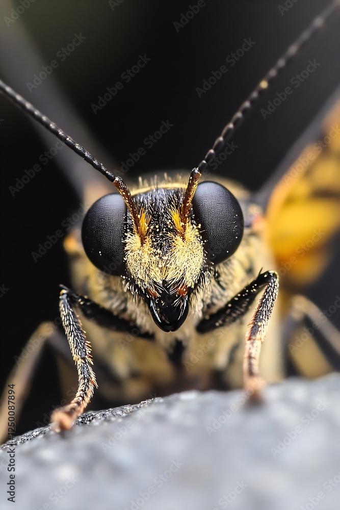 Poster Close Up of a Detailed Image of a Colorful Insect with Big Eyes and Striking Features : Generative AI