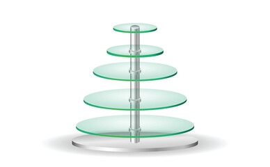 Set of Glass Display Cases with Different Heights and Shelves illustration isolated.  