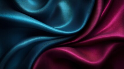 Fototapeta premium Deep Teal and Crimson Silk Drape Softly Illuminated. AI Generated
