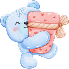 Blue teddy bear Valentines Set