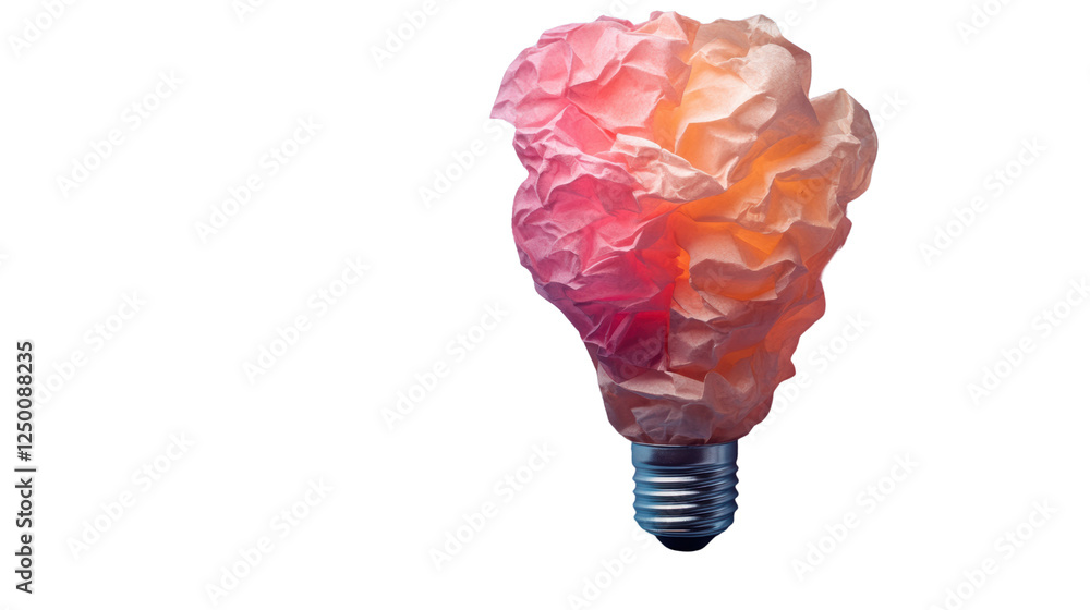 Poster a creative light bulb made from crumpled paper, symbolizing innovative ideas and thinking outside th
