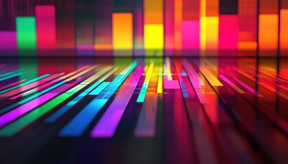 Modernized financial growth line graphs in rich vibrant colors, 