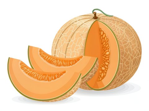 recommend clip art: Juicy Cantaloupe Melon Slices Fresh Summer Fruit Healthy Food