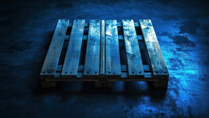 Fototapeta premium Moody Blue Pallet on Concrete Floor