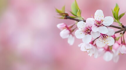 Obraz premium Beautiful Pink Cherry Blossom Flowers Blooming in Soft Pastel Background : Generative AI