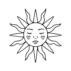 hand drawn sad sun clipart vector