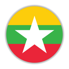 Myanmar flag. Myanmar circle flag logo icon computer vector illustration design