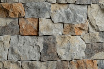 Stacked gray stone wall textured surface. AI image