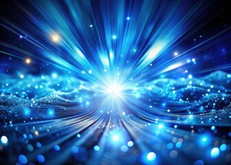Obraz premium Ethereal blue light pulses through surreal, cyberpunk nightscapes; cosmic energy glows in digital, futuristic abstracts.