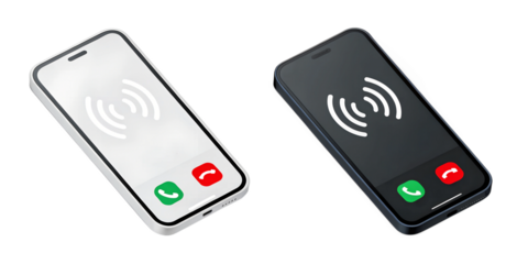 Ringing phone icon on white, alert message notification icon, Cut Out