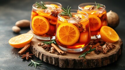 Three Glasses Of Spiced Orange Winter Beverage