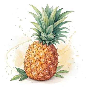 recommend clip art: Watercolor Pineapple Illustration Tropical Fruit Summer Food Design