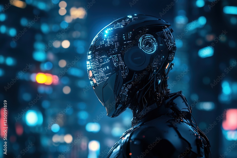 Aufkleber advanced robot design: exploring futuristic artificial intelligence with circuitry and technology in