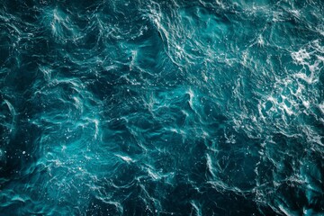 Fototapeta premium Aerial view of turbulent ocean waves. AI image