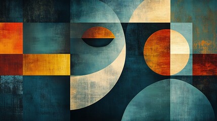 Abstract Geometric Art Warm Tones Deep Hues. AI Generated