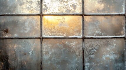 Golden sunlight softly filters through frosted glass panes. AI Generated