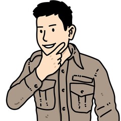 cute man cartoon on white background
