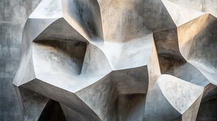 Abstract Gray Concrete Sculpture Soft Light. AI Generated
