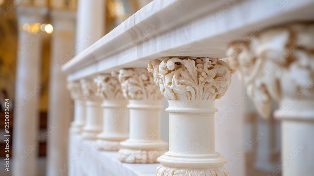 Aufkleber ornate architectural columns with detailed carvings in a historic building interior : generative ai