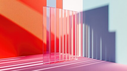 Obraz premium A transparent acrylic frame casting soft shadows on a pastel background, stylish and modern.