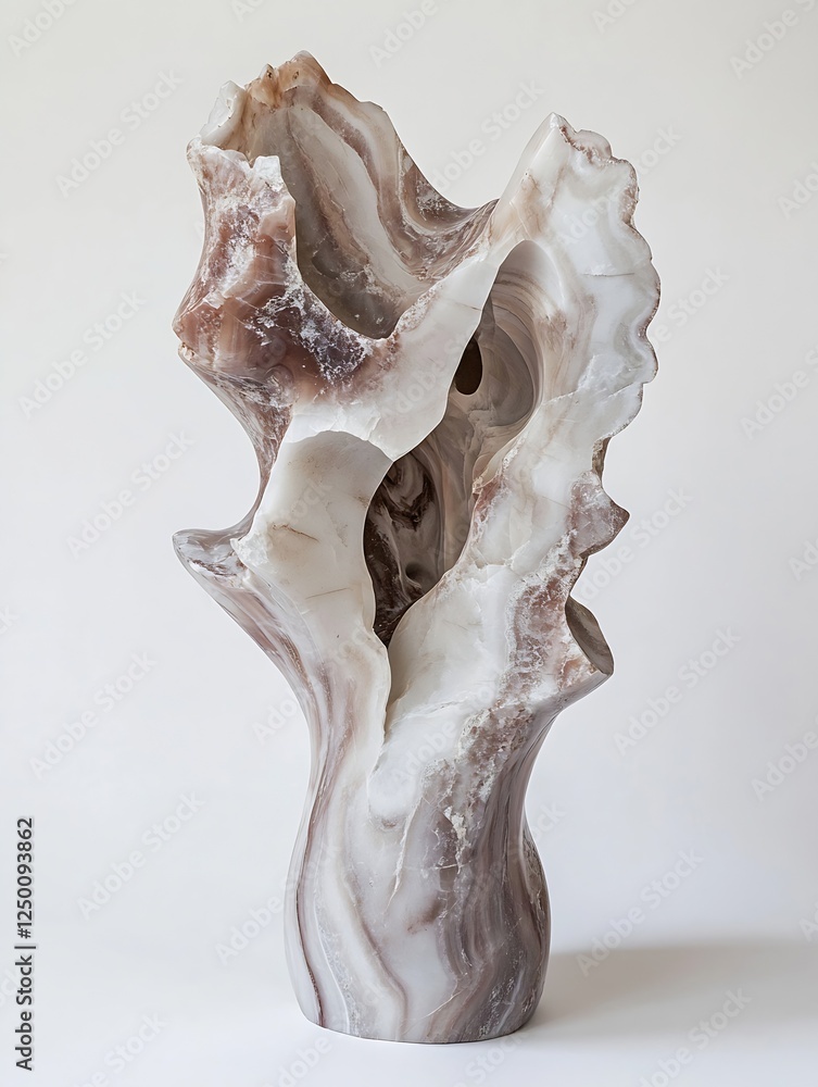 Poster artistic sculpted marble vase in elegant freeform style showcasing natural stone patterns : generati